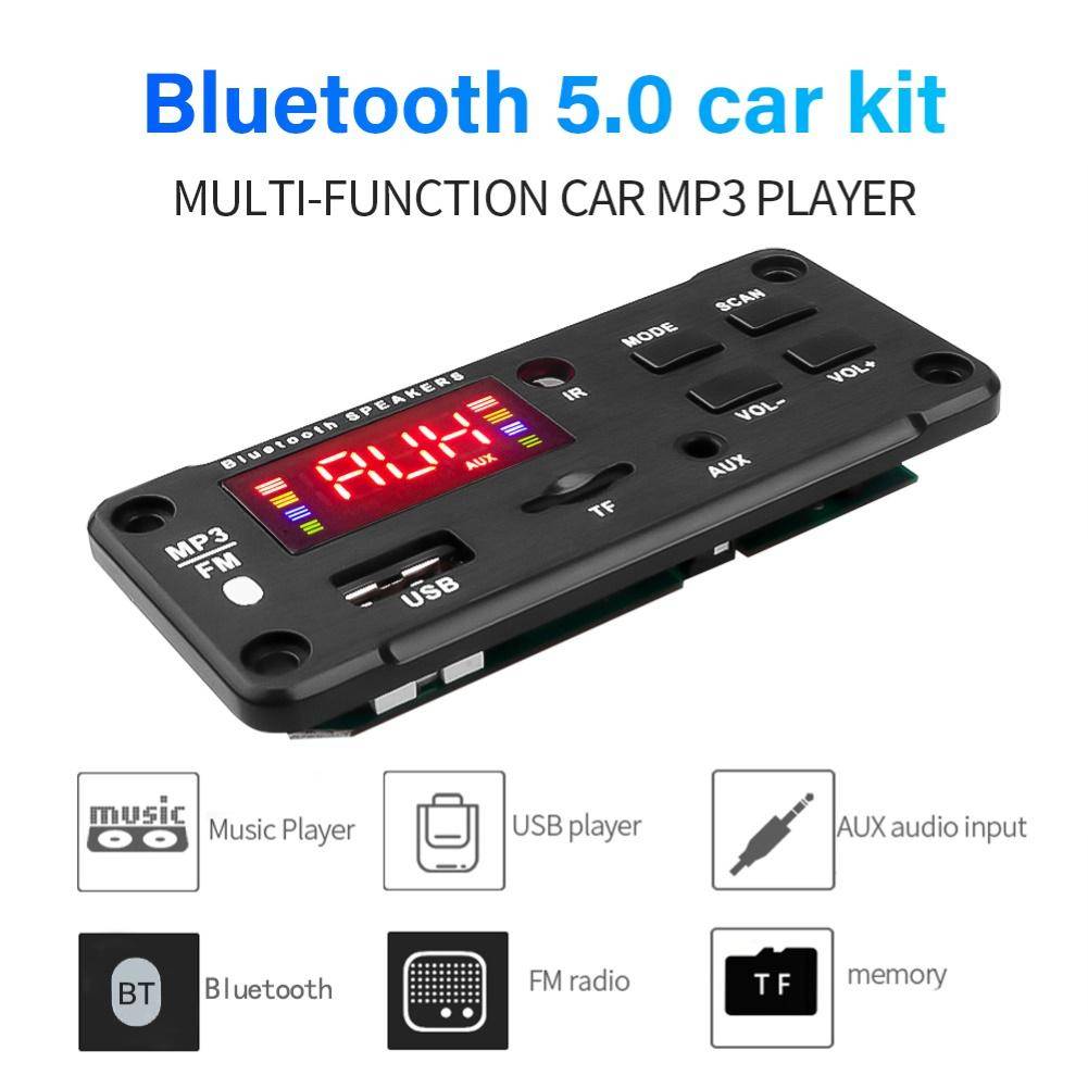 Bluetooth 5.0 LED Display Infrared Button/Remote Control MP3 Decoder Board FM Radio TF USB AUX Audio Module for Car Speaker |
