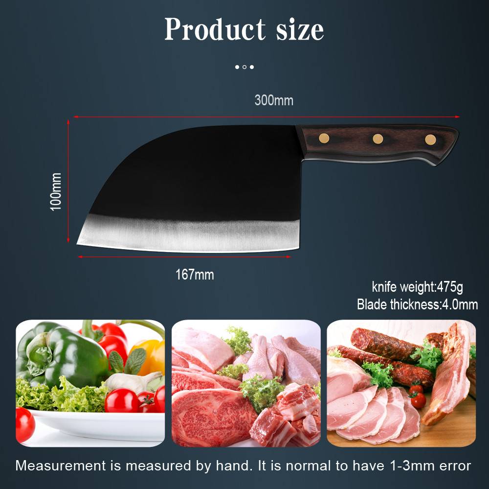 ZBXG11164-3cr13不锈钢深啡彩木柄三铜钉哑光面7寸屠夫刀英_11