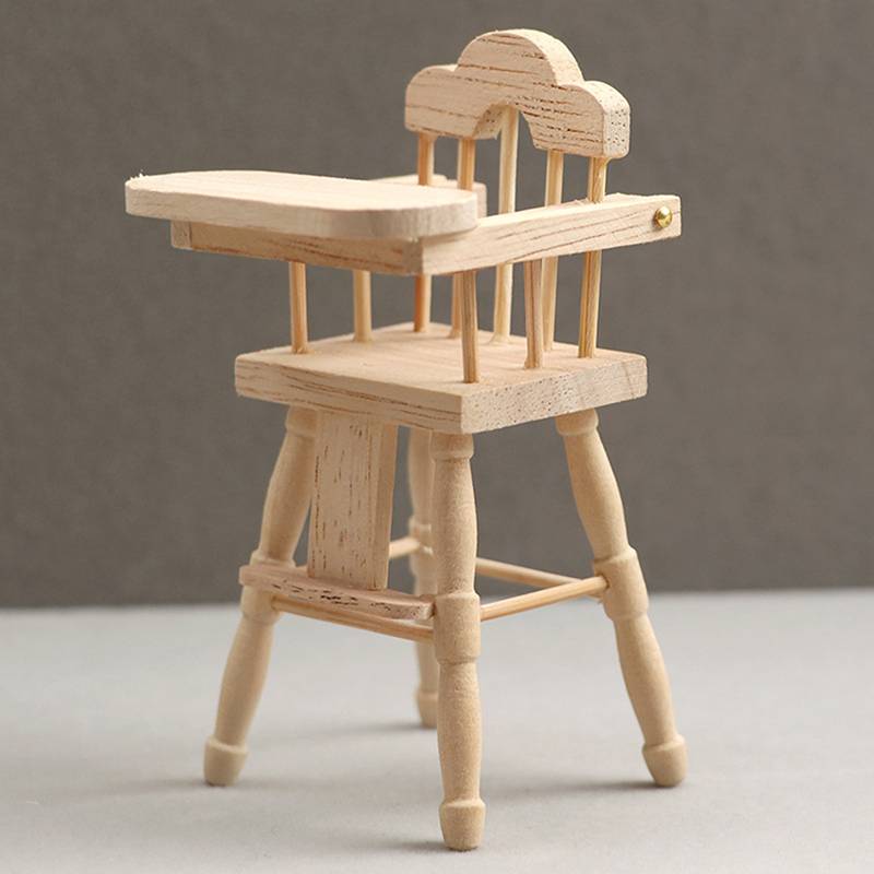 1:12 Dollhouse Mini Dining Chair High Chair Baby Dining Chair Kichen Decor Toy Doll Home Miniature Simulation Furniture