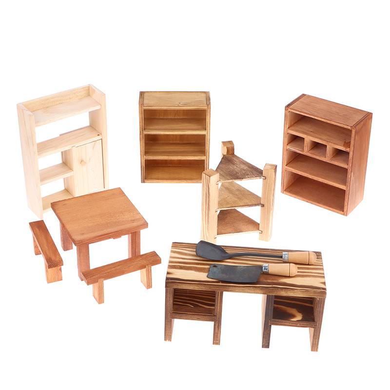 1PC Miniature Closet Hanging TV Book Cake Bedside Table Cabinet Shelf Legs Cupboard Model Dollhouse Furniture Decor DIY Toys
