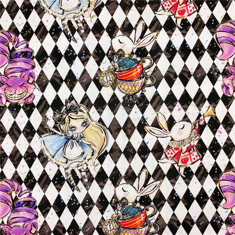 Хлопчатобумажная ткань Alice girl cat для шитья квилтинга рукоделия сделай сам лолита