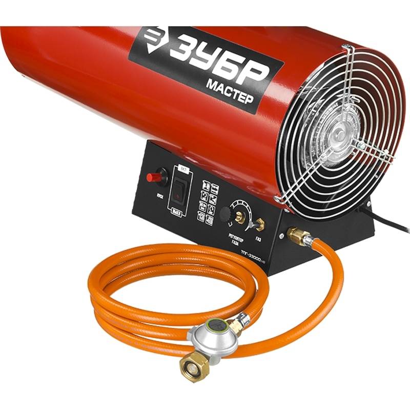 Пушка тепловая газовая ЗУБР ТПГ-33000_М2 (33 кВт, помещение до 700 м, регулировка подачи топлива, автоотключение)