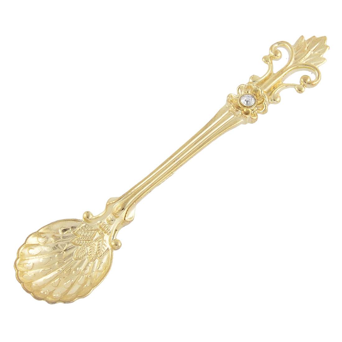 UXCELL Нержавеющей Стали Мини Павлиньи Перья Pattern Резные Ложки Кофе Золотой Тон | Дом