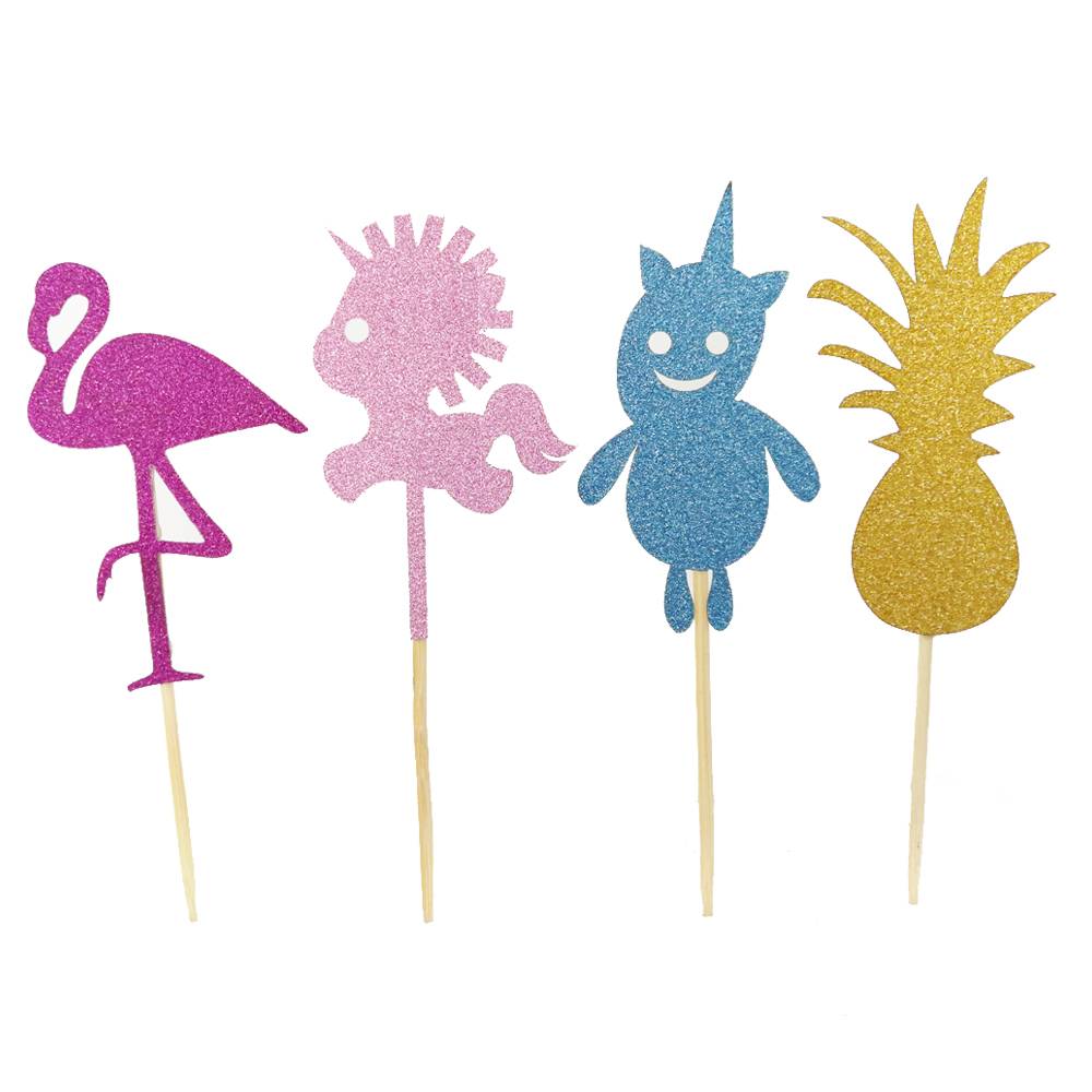 20 шт. мультфильм &quotфламинго&quot Единорог Бумага торт Топпер фрукты Еда сбор